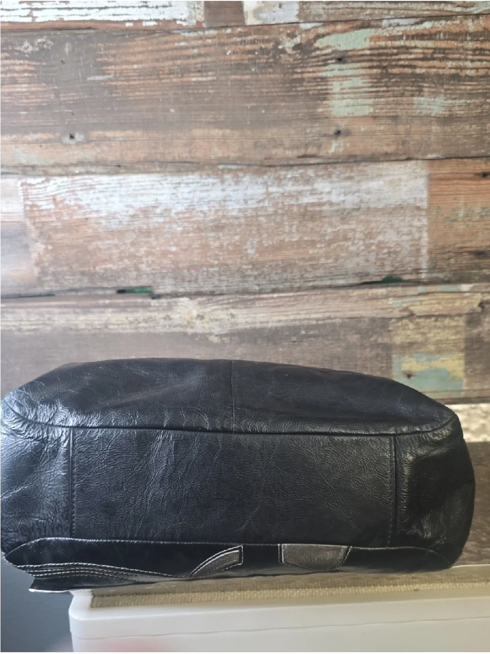 COACH Black Grey Leather Inlaid Tote Shoulder Bag